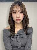 ミディアムレイヤーカット ベージュブラウン 海外風 A0309