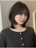 大人可愛い美髪韓国ミディアムレイヤーカット暗髪カラー髪質改善