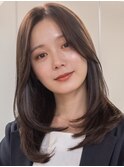 小顔見せ扱いやすいミドルレイヤー/大人上品透明感グレージュ