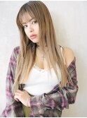 ブラントブロンドスタイル_毛先パーマことりベージュ_6647