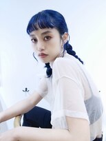 ワークス ヘアデザイン(WORKS HAIR DESIGN) ブルーカラー青髪ミディアムヘア