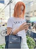 【CAF 照下　オレンジ×切りっぱなしボブ】