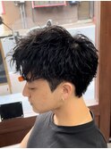 短髪×無造作パーマ