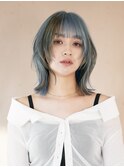 渋谷ブリーチカラータッセルボブ顔周りレイヤー切りっぱなしボブ