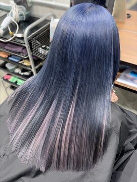 オルズ 渋谷(ALLZ) ネイビーデザインカラーケアブリーチケアカラーハイトーン