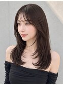 韓国風レイヤー 顔周りレイヤー 小顔カット 透明感カラー