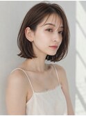 シースルーバング×アッシュベージュ×大人ボブ 20代30代40代