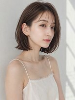 ノラ ギンザ(NORA GINZA) シースルーバング×アッシュベージュ×大人ボブ 20代30代40代