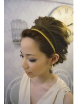 ヘアメイクアンドセットサロン リッコ(Hair make&set salon Ricco)&nbsp;梅田セットサロン　ショートボブリボンカチューシャアップ