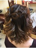 三つ編みリボンのヘアセット☆ハーフアップ