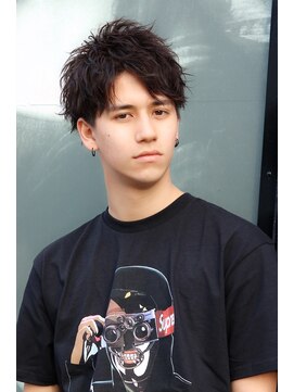 ネイビー(NAVY) ラフスパイラル ウェーブUPバングショート 乱れ髪