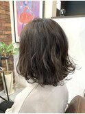 福山 グレージュ ミディアムボブ 波巻き 〈ORCHESTRA〉