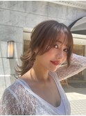 ダークアッシュ/ミディアムレイヤーカット［髪質改善/縮毛矯正］