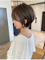 前髪あり耳掛け丸みくびれショートボブ20代30代40代50代(蘭)