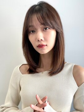 ヴェイン 渋谷(vain) ミディアムレイヤー　顔周りレイヤー　マロンブラウン