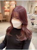 ピンクブラウン 韓国くびれヘア