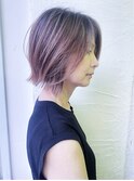 白髪ぼかしハイライト入り 切りっぱなしレイヤーボブby柴立