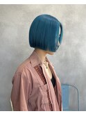 10代20代/ボブ/ターコイズブルー/ダブルカラー