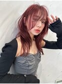 20代ピンクブラウン韓国ヘアーハッシュカットレイヤーカット