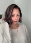 ミニウルフデジタルパーマチェリーブラウンショートヘア