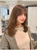 ハッシュカット韓国顔まわりくびれレイヤー顔周り前髪