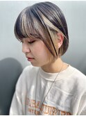 「NUDE」#インナーカラー 20代3 0代 ミニボブ 前下りボブ