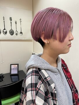 ヘアアンドスペース ベロン(hair&space velon) ピンクハンサムショート