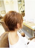 小顔ショートボブアッシュブラウン耳掛け【横浜】