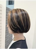 白髪ぼかし/ハイライト/ボブ