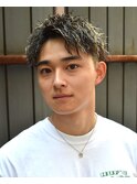 金メッシュ無造作アップバングツイストスパイラルパーマ