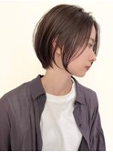 ハイライト白髪ぼかしダブルカラーインナーカラーショートボブ