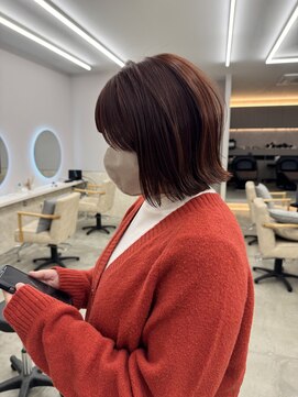 サンド 鹿児島中央(sand) @ayumi.sand ぷつっとボブ　オレンジブラウン