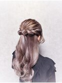 お呼ばれハーフアップ【結婚式ヘアアレンジ巻き髪ドレス】