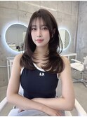 ベージュブラウン　ワンカール　レイヤーカット
