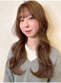 韓国風レイヤーロング/透明感ヘーゼルブラウン