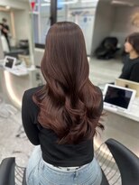 ロンドウル 熊本(Lond ulu) 縮毛矯正/くびれヘア/ハイライトカラー/アプリコットオレンジ