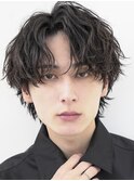 原宿ツイストスパイラルパーマメンズパーマセンターパートウルフ