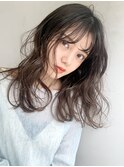 ぼさふわミディアム_ウェーブパーマフォギーベージュ_87075