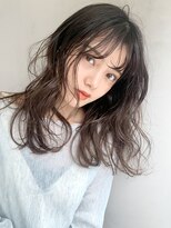 ぼさふわミディアム_ウェーブパーマフォギーベージュ_87075