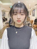 ☆インナーカラー 外ハネボブ 黒髪 切りっぱなしボブ【岡田 陸】
