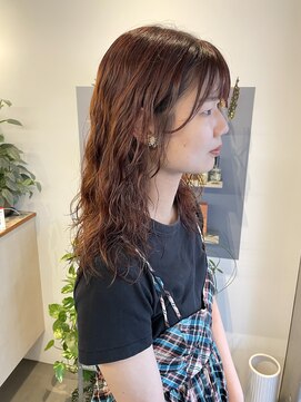 カサネ(casane) ウェーブパーマ×オレンジカラー