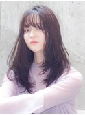 ウェットヘア　レイアヤーカット　高濃度水素カラー　前髪