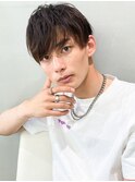 20代30代40代メンズビジネスツーブロックアッシュブラック