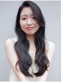 ロングヘア 顔周りレイヤー 髪質改善 ウェーブ巻きアレンジ
