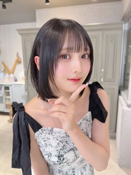 カシュカシュ 表参道(cache cache) ボブにちょっとスパイスを☆ シースルーぱっつん前髪おくれ毛