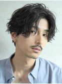 大分強めツイストスパイラルパーマメンズカットセンターパート