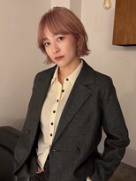 ルーム(Loom.)&nbsp;ハイトーンボブ ゆるふわボブ ピンクベージュ 切りっぱなしボブ