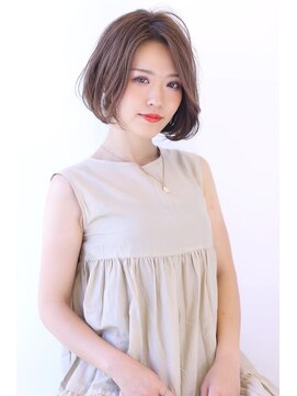 オーロ 緑地公園店(ORO) ローライトアッシュブラウン大人かわいいスリークボブ大人ボブ