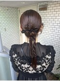 タイトポニー タイトアレンジ タイトヘア ベロアリボン カチモリ
