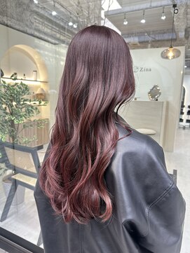 ジーナ 博多筑紫口(Zina) 【tama】ワインレッドピンク×韓国ヘア